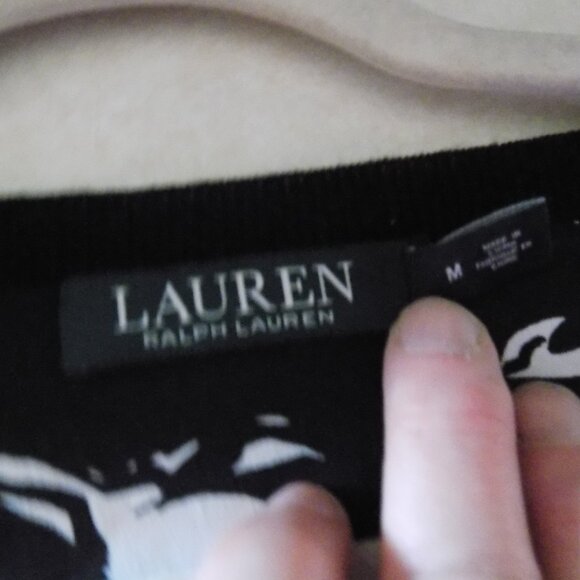 Ralph Lauren black knit Cotton Modal Layered Look top pullover M - Picture 2 of 2